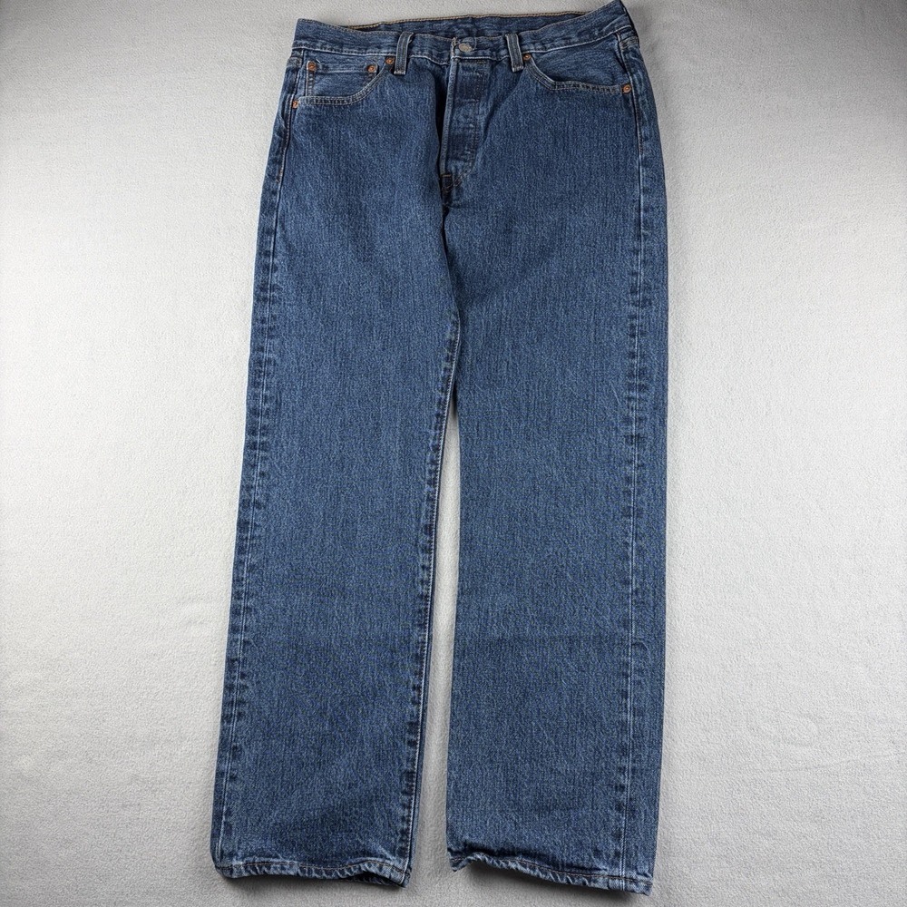 Levi's 501 Original Jeans Men's 34x32 (Fits 32x29.5) Blue Stra. Leg Button Fly